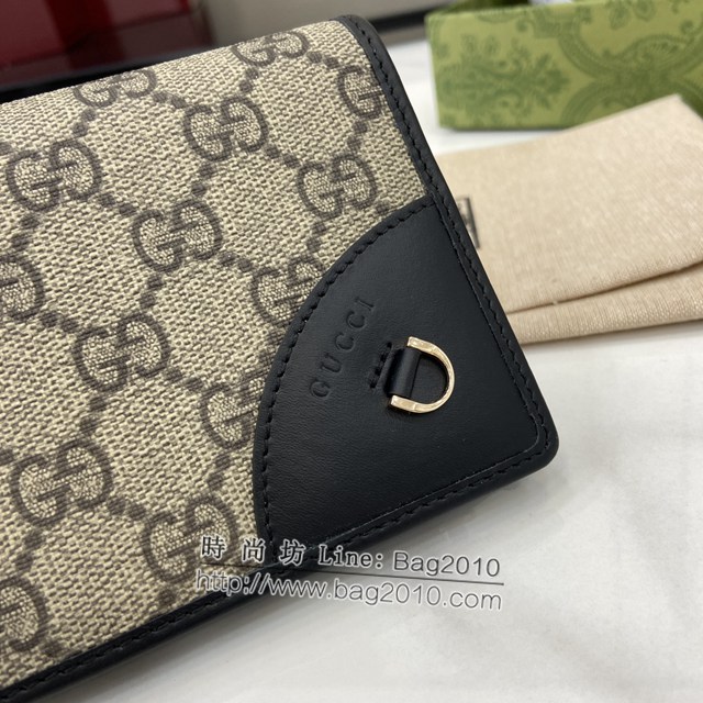 Gucci專櫃古馳最新款Emblem系列翻蓋長夾錢包 jh2403型號：821802